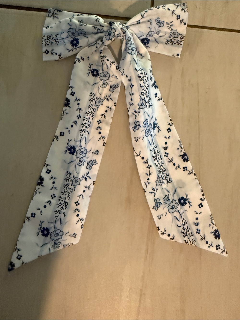 Hill House White and Blue Floral Bow Hair Barette